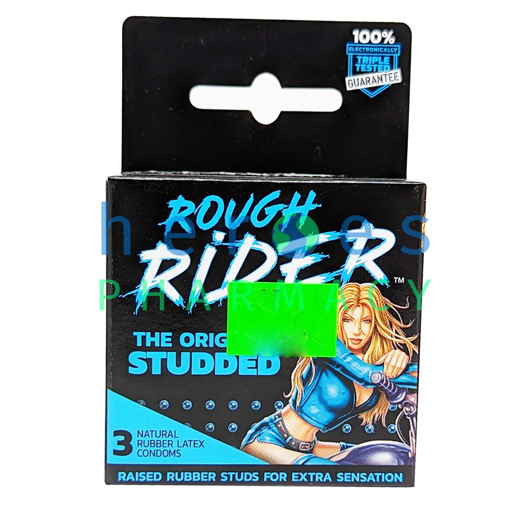 ROUGH RIDER STUDDED BLUE CONDOMS 3PK