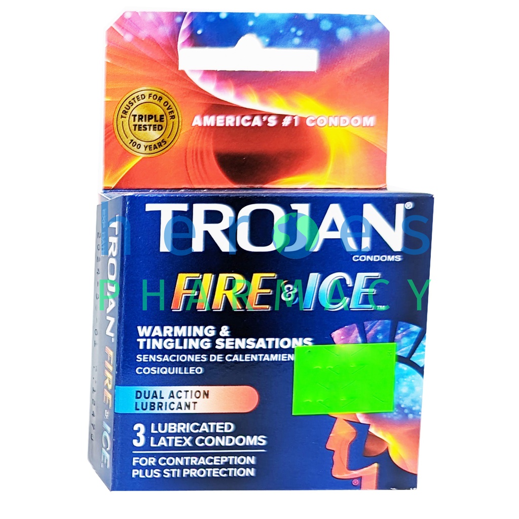 TROJAN FIRE AND ICE DUAL CONDOMS 3PK