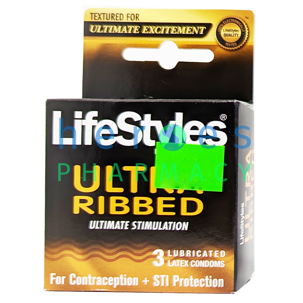 LIFESTYLES ULTRA RIBBED CONDOMS 3PK