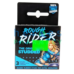 [7735] ROUGH RIDER STUDDED BLUE CONDOMS 3PK