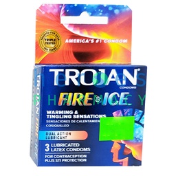 [1290] TROJAN FIRE AND ICE DUAL CONDOMS 3PK